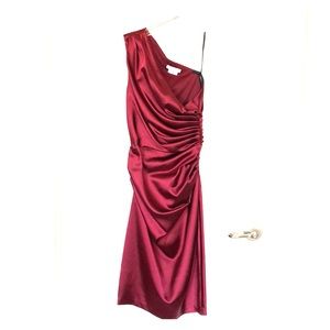 Size 4 One-shoulder Maroon Cocktail Dress